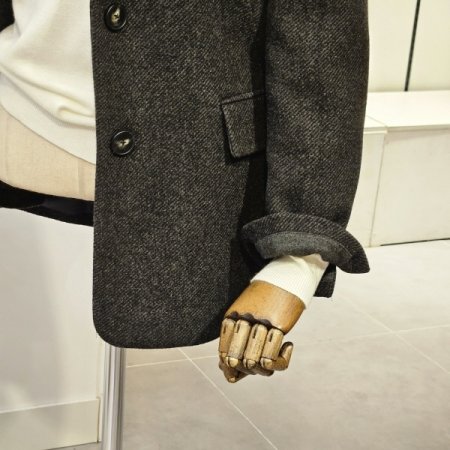 배색 투버튼 트윌 자켓