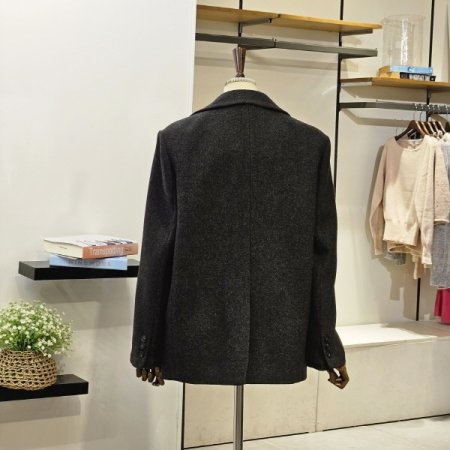 배색 투버튼 트윌 자켓