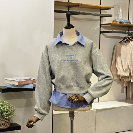 레빌 셔츠 배색 맨투맨