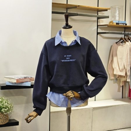 레빌 셔츠 배색 맨투맨