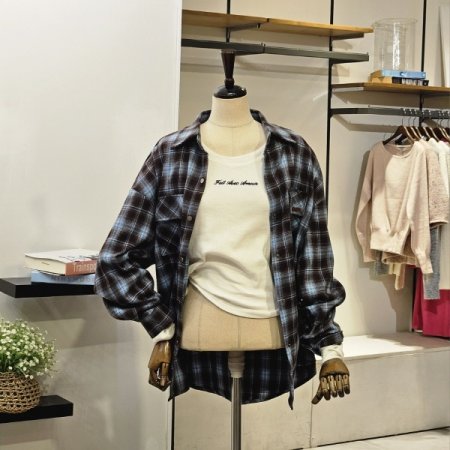 체크 박시 셔츠