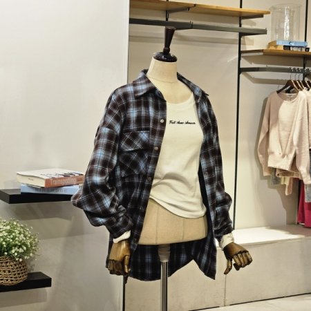 체크 박시 셔츠