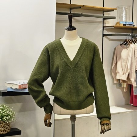 브이넥 레이어드 니트