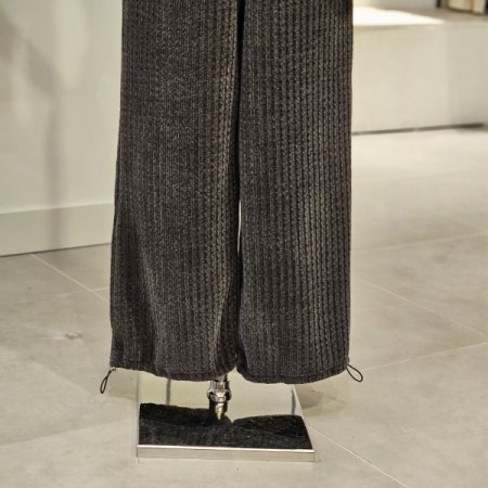 에듀 허리밴딩 벨벳 팬츠