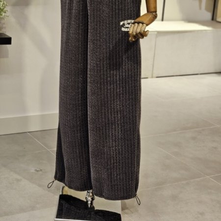 에듀 허리밴딩 벨벳 팬츠