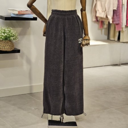 에듀 허리밴딩 벨벳 팬츠