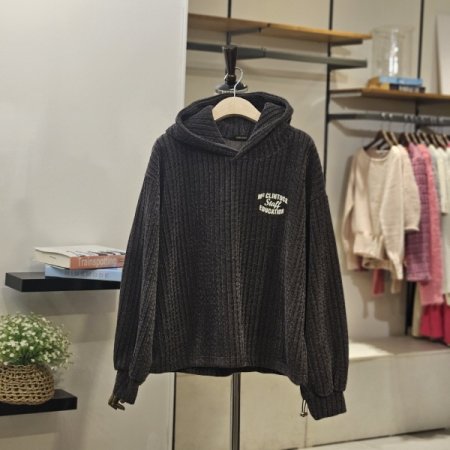 에듀 벨벳 후드 티셔츠