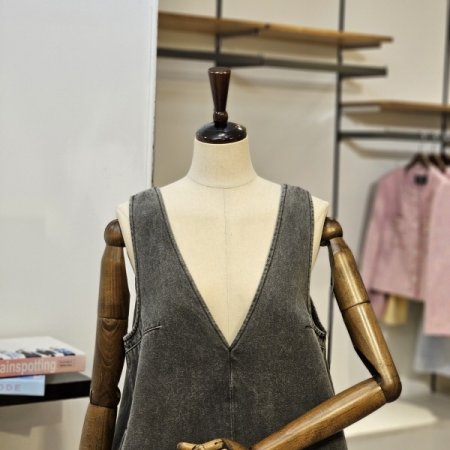 브이넥 데님 원피스