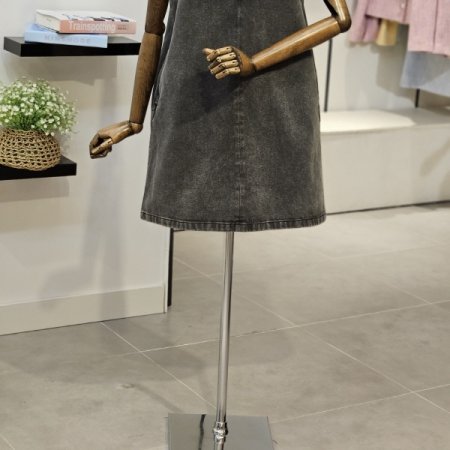 브이넥 데님 원피스