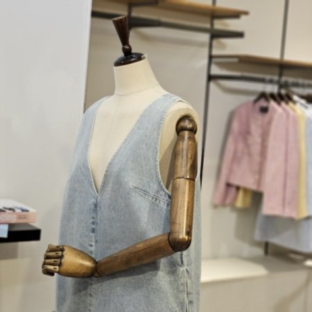 브이넥 미니 데님 원피스