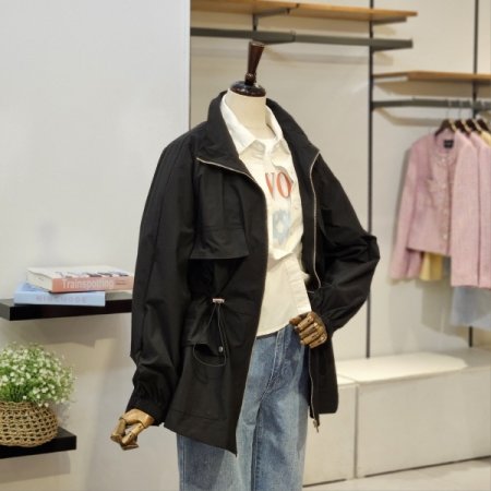 허리 스트링 홑곁 점퍼