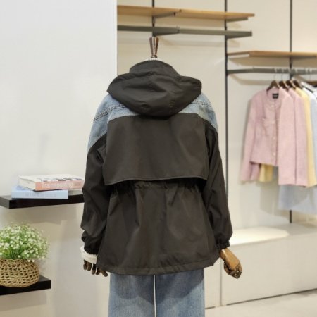 데님 배색 야상 점퍼