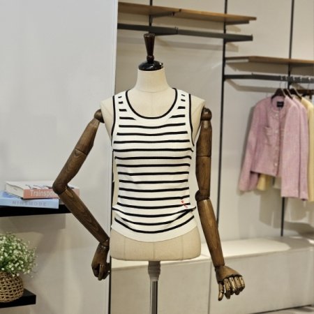 스트라이프 나시 니트