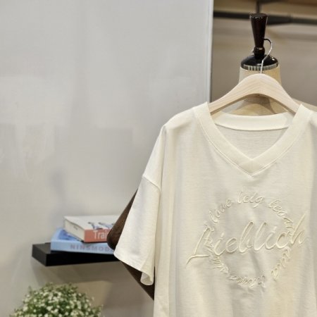 벨리 브이넥 반팔 맨투맨