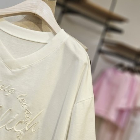 벨리 브이넥 반팔 맨투맨