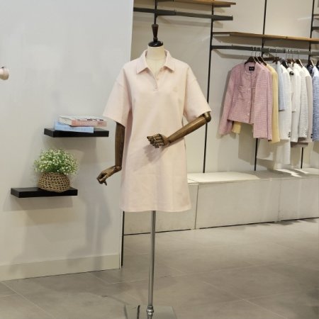 자수 티셔츠형 반팔 원피스