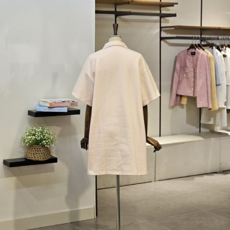 자수 티셔츠형 반팔 원피스