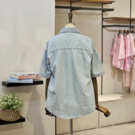 데님 반팔 셔츠