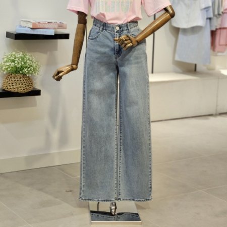 이밴드 스트레이트 핏 데님 팬츠