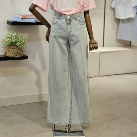 이밴드 스트레이트 핏 데님 팬츠