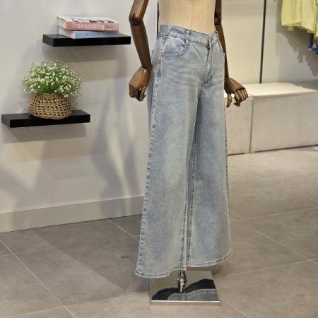 백밴딩 와이드 데님팬츠