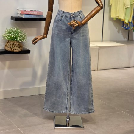 백밴딩 와이드 데님팬츠