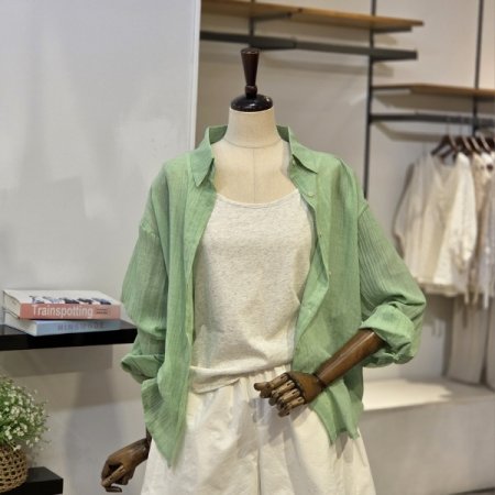 린넨 시스루 남방 세트