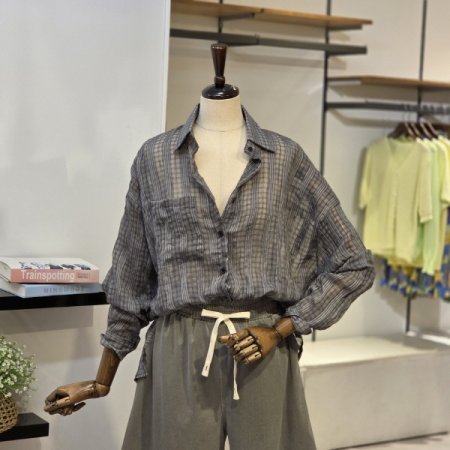 체크 소잉 블라우스