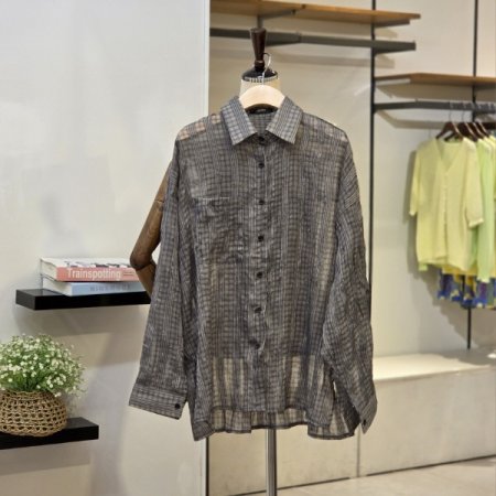 체크 소잉 블라우스