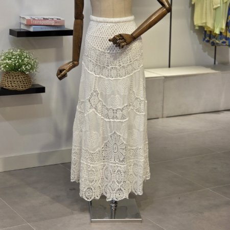 바티 자수 레이스 스커트