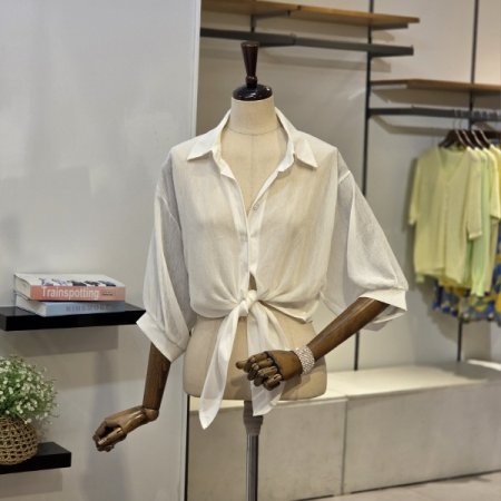 티너 리본 블라우스