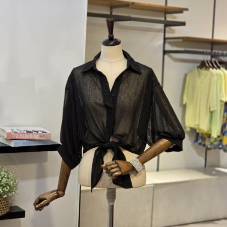 티너 리본 블라우스