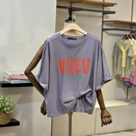 V레터링 워싱 티셔츠