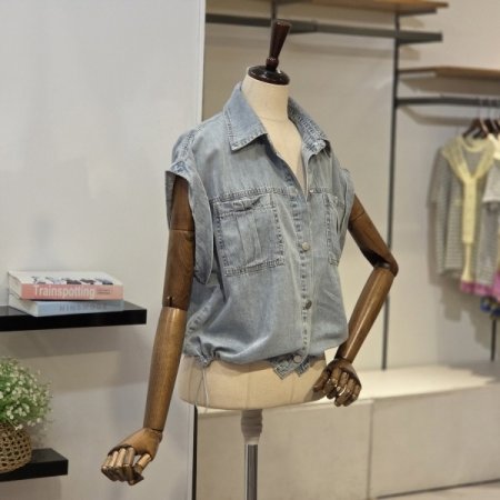 카인롤업 데님 조끼