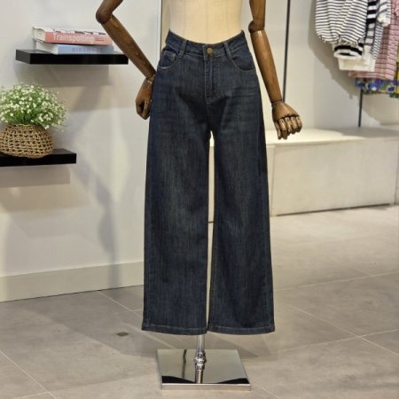 일자핏 진청 데님 팬츠