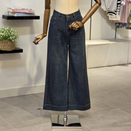 와이드 스판 데님 팬츠