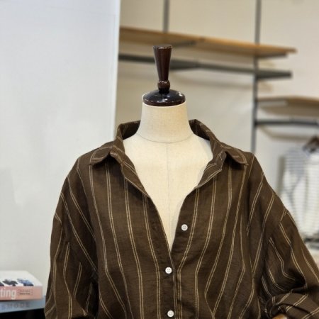 버티컬 시스루 줄무늬 셔츠