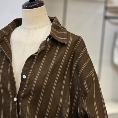 버티컬 시스루 줄무늬 셔츠