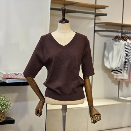 머플러 세트 브이 반팔 니트