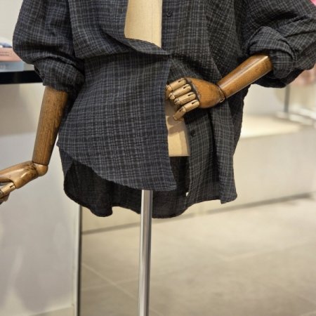 블랑 체크 오버핏 셔츠