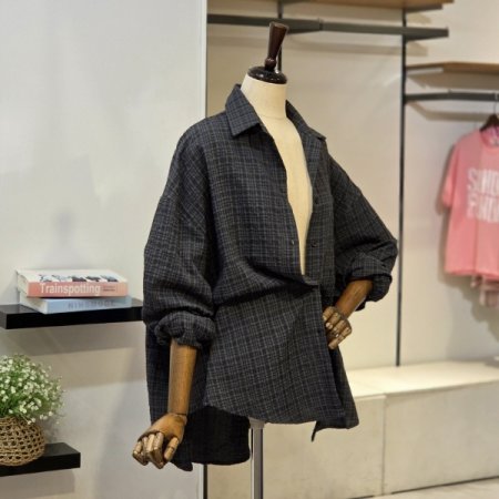 블랑 체크 오버핏 셔츠