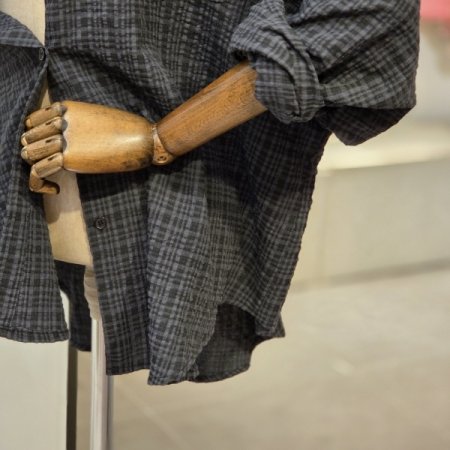 블랑 체크 오버핏 셔츠