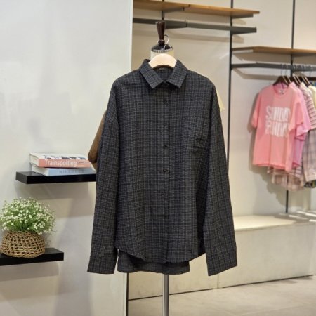 블랑 체크 오버핏 셔츠