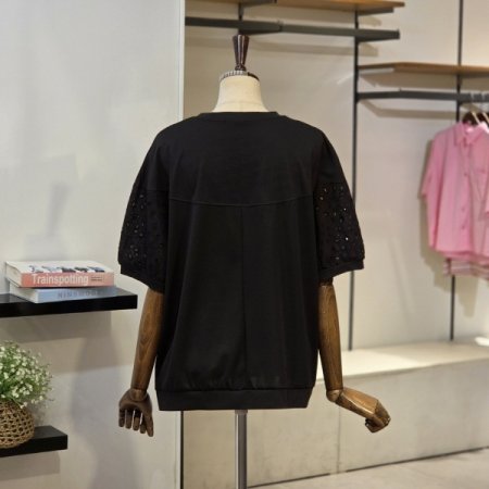 편칭 슬리브 반팔 티셔츠