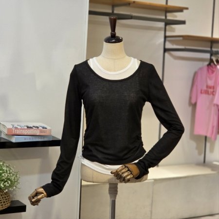 레이어드 보트넥 티셔츠