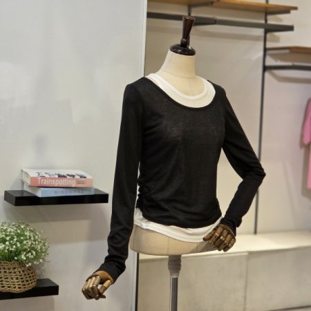 레이어드 보트넥 티셔츠