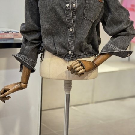 턱포인트 데님 셔츠형 자켓