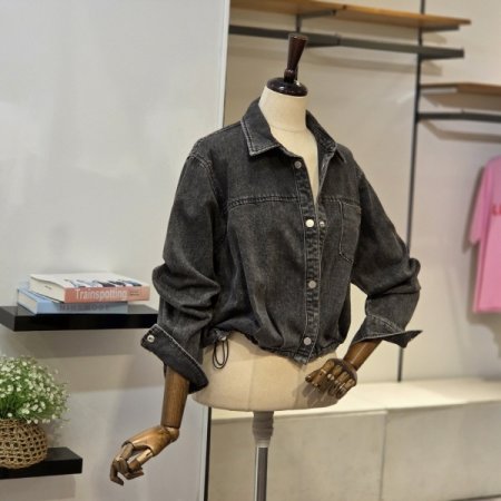 턱포인트 데님 셔츠형 자켓