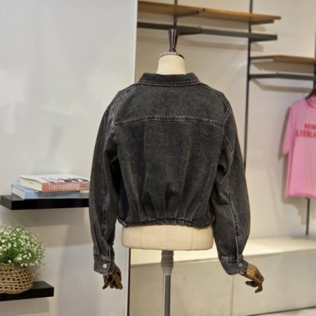 턱포인트 데님 셔츠형 자켓