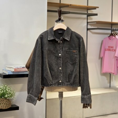 턱포인트 데님 셔츠형 자켓